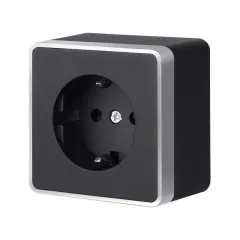 Розетка Werkel W5071134 черный с серебром