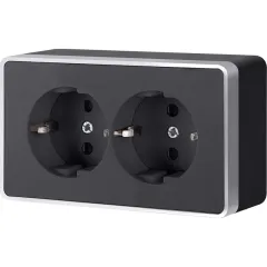 Розетка Werkel W5072134 черный с серебром