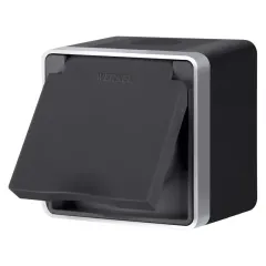 Розетка Werkel W5071234 черный с серебром